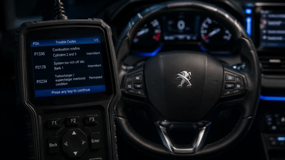 Liste complète des codes défauts PSA (Peugeot, Citroën, DS)