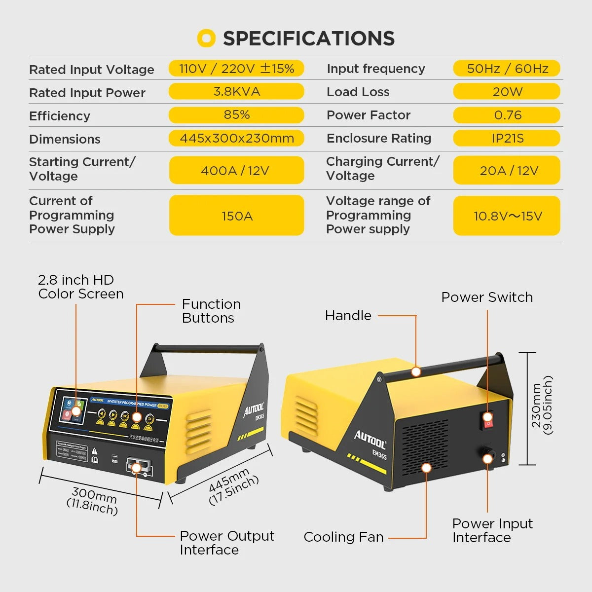 AUTOOL EM365 150A - Booster / Chargeur / Stabilisateur de batterie