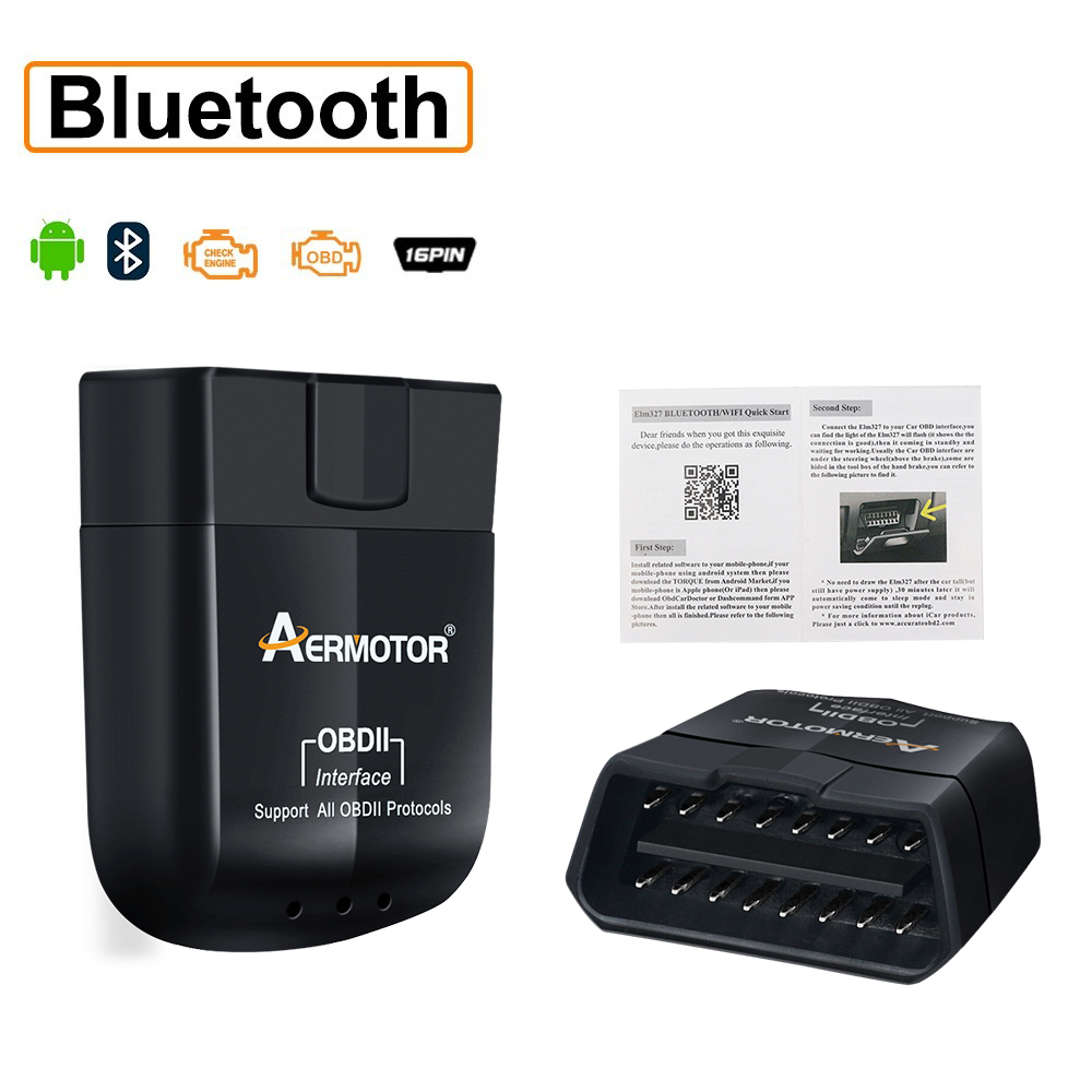 ELM327-Scanner de Diagnostic existent Bluetooth, Lecteur de Code de Voiture  et Moto, Adaptateur OBD2, Câble