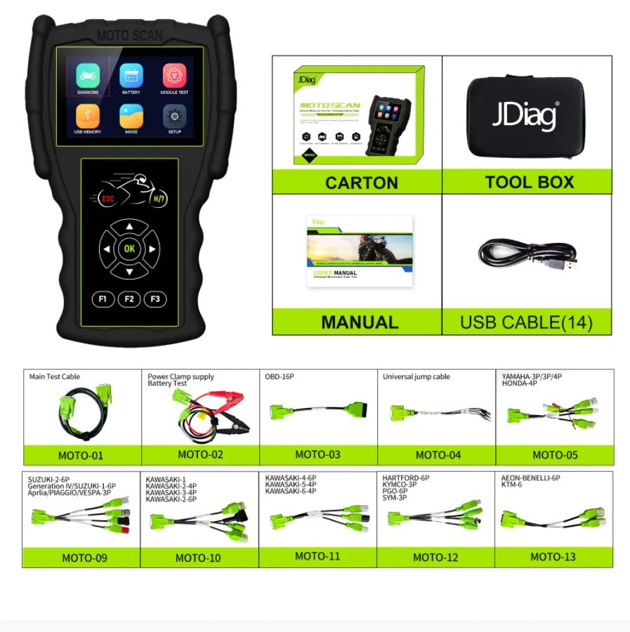 Scanner universel de diagnostic de moto JDiag M100 Pro