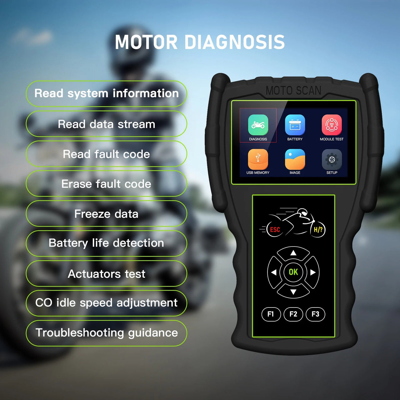 Scanner universel de diagnostic de moto JDiag M100 Pro