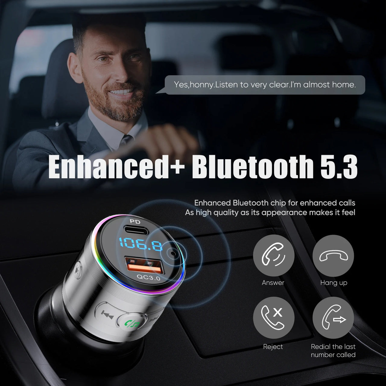 LENCENT BC76 - Transmetteur Bluetooth FM