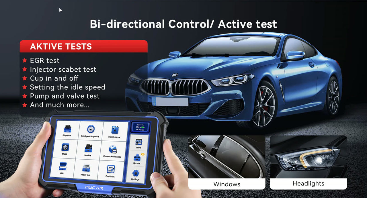 MUCAR VO8 bidirectional testing and advanced diagnostic functions