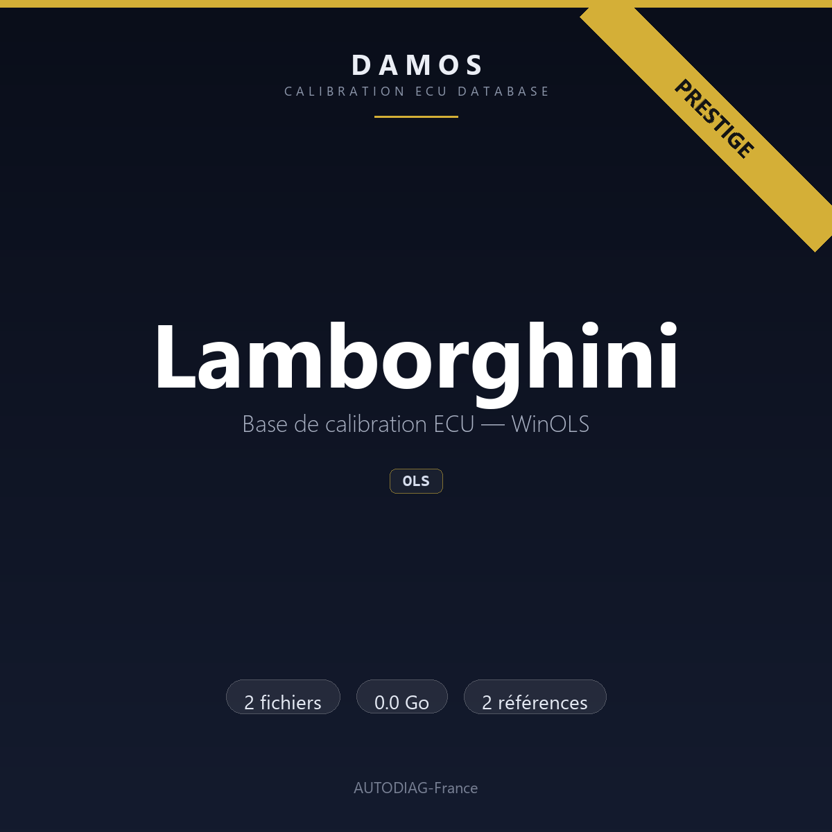 Bannière DAMOS Lamborghini — base de calibration ECU WinOLS, 2 fichiers