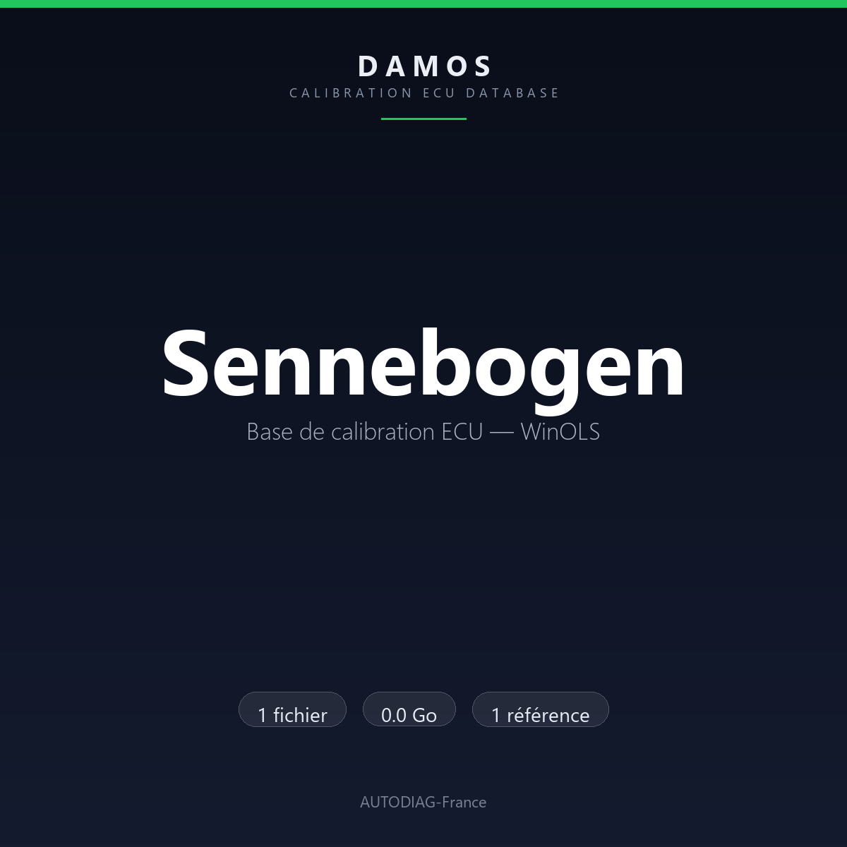 Bannière DAMOS Sennebogen — base de calibration ECU WinOLS, 1 fichier