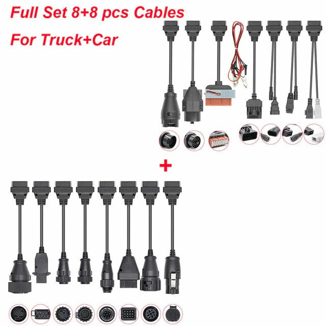 8pcs Full Set Cables for Trucks Cars Automobile OBD OBD2 Scanner Car Diagnostic Auto Tool 8pcs Full Set Cables